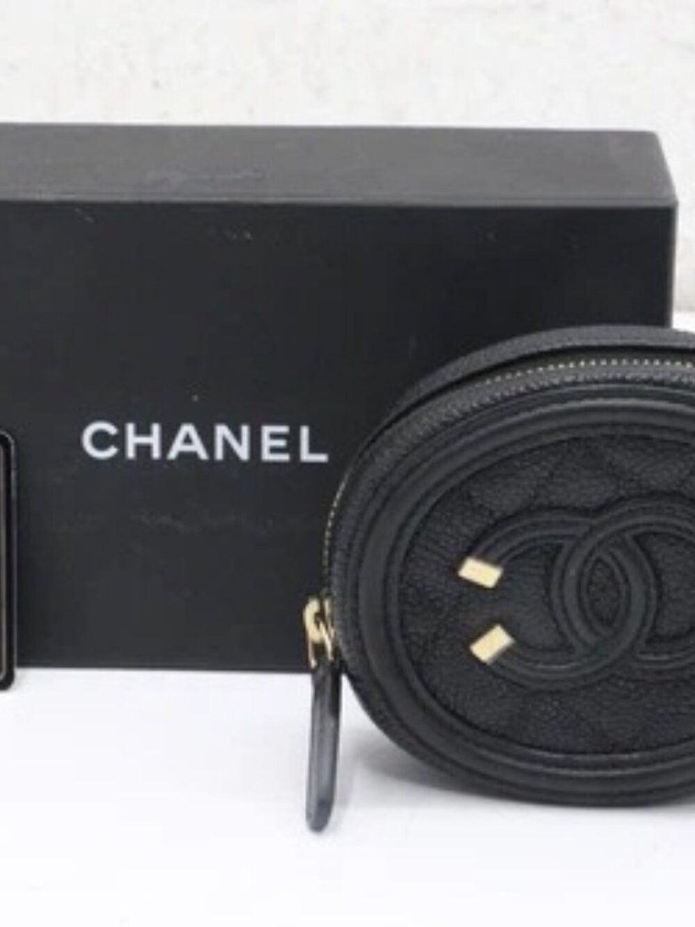 Chanel Filigree Round Coin Purse Quilted Caviar